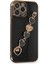 Apple iPhone 14 Pro Elegant Charm Case (Kalpli Zincirli Kılıf) Elegant Silicone Cover - Siyah 1
