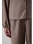 Bej Brownish Ekoseli Gömlek Yaka Bağlama Detaylı Pijama Takımı 4