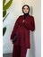 Infinito Simli Kuşaklı Triko Takım Bordo 3