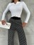 Desenli Esnek Rahat Kalıp Triko Pantalon 2