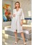 26332 Hamile Lohusa Fistolu Sabahlıklı Ip Askılı Midi Gecelik Takım-Krem 1