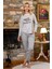26230 Kadın Uzun Kollu Bisiklet Yaka Pijama Takımı-Çizgili 1
