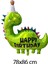 Şapkalı Yeşil Dinazor Balon Happy Birthday Yazılı Dinozor Folyo Balon 2