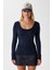 Kadın Heat Lux Touch U Yaka Lacivert Uzun Kol Soft Bluz 3
