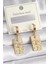 316L Çelik Gold Renk Zirkon Taşlı Göz Işleme Detay Plaka Model Kadın Küpe - PRT3500EB02799 1
