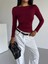 Kadın Uzun Kollu Bordo Vücudu Saran Bluz 3