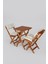 [avantajlı 2'li Paket] 4 Kişilik Katlanabilir Ahşap Balkon Bahçe Takımı – 2x 2+1 Set (Krem Minderli) 4