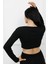 Düğmeli Mini Crop Bady Siyah - P-020494 3