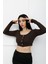Düğmeli Mini Crop Bady Kahve - P-020494 2