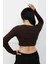 Düğmeli Mini Crop Bady Kahve - P-020494 3