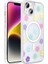iPhone 14 Kılıf M-Safe Şarj Özellikli Şeffaf Zore Folk Sert Kapak - Papatya 1