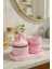 Pembe Mermer Desenli Dekoratif Set – Şekerlik, Kapaklı Kutu & Beton Tepsi 3