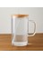 Bambu Kapaklı Cam Pipetli Mug Bardak 3