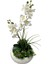 Ikili Beyaz Islak Orkide Aranjmanı Anneler Gününe Özel Yapay Çiçek Beyaz Saksıda 50 Cm. 2