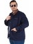 Büyük Beden Gabardin Mont Chaqueta Abrigo 25902 Lacıvert 1