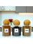 3'lü Ahşap Top Kapaklı Cam Türk Kahvesi Çay Hazır Kahve Saklama Kavanozu Seti 800 ml Etiket Hediyeli 5