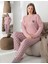 Kadın Pamuk'lu Düğme Yaka Raporlu Interlok Kışlık Battal Pijama Takımı 05152 - 1 Adet 1