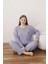 Kadın Pamuk'lu Düğme Yaka Raporlu Interlok Kışlık Battal Pijama Takımı 05113 - 1 Adet 1