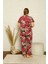 Kadın Pamuklu Cepli Kısa Kol Büyük Beden Pijama Takım Fuşya 3