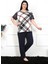 Kadın 5xl-6xl-7xl-8xl Büyük Beden Kısa Kol Pijama Takım Lacivert 1