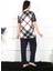 Kadın 5xl-6xl-7xl-8xl Büyük Beden Kısa Kol Pijama Takım Lacivert 4