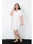 Büyük Beden Dokuma Düğmeli Beyaz Tunik Gecelik 1