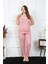Kadın Büyük Beden Somon Ip Askılı Pijama Takım 4