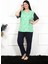 Kadın 5xl-6xl-7xl-8xl Büyük Beden Kısa Kol Pijama Takım Yeşil 1