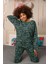 Kadın Uzun Kol 3 Iplik Penye Pijama Takım Yeşil 5