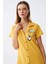 Kadın Pamuk Penye Kısa Kol Düğmeli Sarı Tunik Gecelik 4