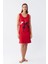 Kadın Kalın Askılı Penye Diz Üstü Kırmızı Gecelik 1