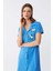 Kadın Pamuk Penye Kısa Kol Düğmeli Mavi Tunik Gecelik 3