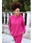 Kadın Pamuk Kapşonlu Cepli 3 Iplik Fuşya Eşofman Takım 4