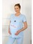 Kadın Kısa Kol Hamile Lohusa Pijama Takımı Mavi 4