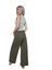 Kadın Kalın Askılı Body Bol Paça Pantolon 2`li Takım Su Yeşili 3