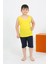 Erkek Çocuk Sıfır Kol Şortlu Sarı Penye Pijama Takımı 1