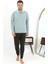 Erkek Polo Yaka Uzun Kol Penye Pijama Takımı Su Yeşili 5