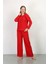 Kadın Bürümcük Kumaş Pijama Takım Kırmızı 6