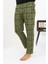 Erkek Ekoseli Desen Penye Tek Alt Pijama Haki 4
