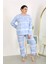 Kadın Büyük Beden Uzun Kol Penye Pijama Takımı Mavi 1