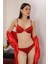 Kadın Destekli Aksesuarlı Sütyen Takım Kırmızı 1
