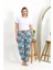 Kadın Pamuklu Büyük Beden Alt Pijama Mavi 5
