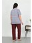 Kadın Büyük Beden Kısa Kol Penye Pijama Takımı Mavi 5