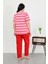 Kadın Büyük Beden Kısa Kol Penye Pijama Takımı Kırmızı 4