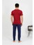 Erkek Pamuk Kısa Kol Pijama Takım Bordo 5