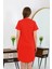 Kadın Pamuk Penye Kısa Kol Düğmeli Kırmızı Tunik Gecelik 6
