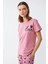 Kadın Somon Kalp Desenli Kısa Kollu Penye Pijama Takımı 5