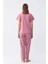 Kadın Somon Kalp Desenli Kısa Kollu Penye Pijama Takımı 6
