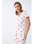 Kadın Beyaz Kırmızı Kalpli Önden Düğmeli Pijama Takımı 4