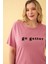 Kadın Somon Go Getter Yazılı Büyük Beden Pijama Takımı 3
